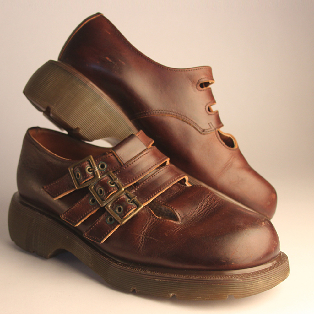 Dr. Martens 3-strap leather Mary Janes, brown